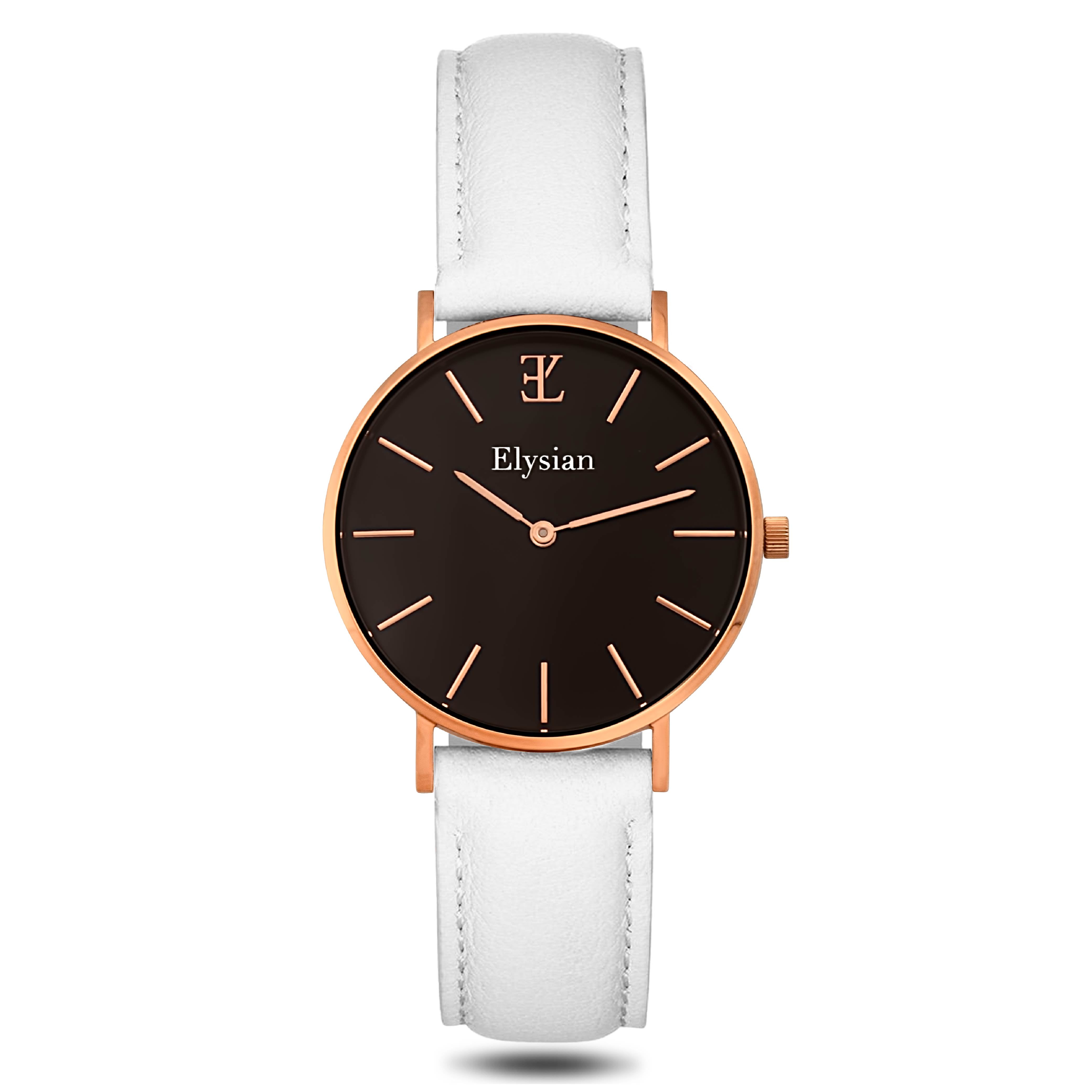 elysian-rose-gouden-dames-horloge-zwart-plaat-wit-klassiek-leder-horlogeband-ELY01150-front