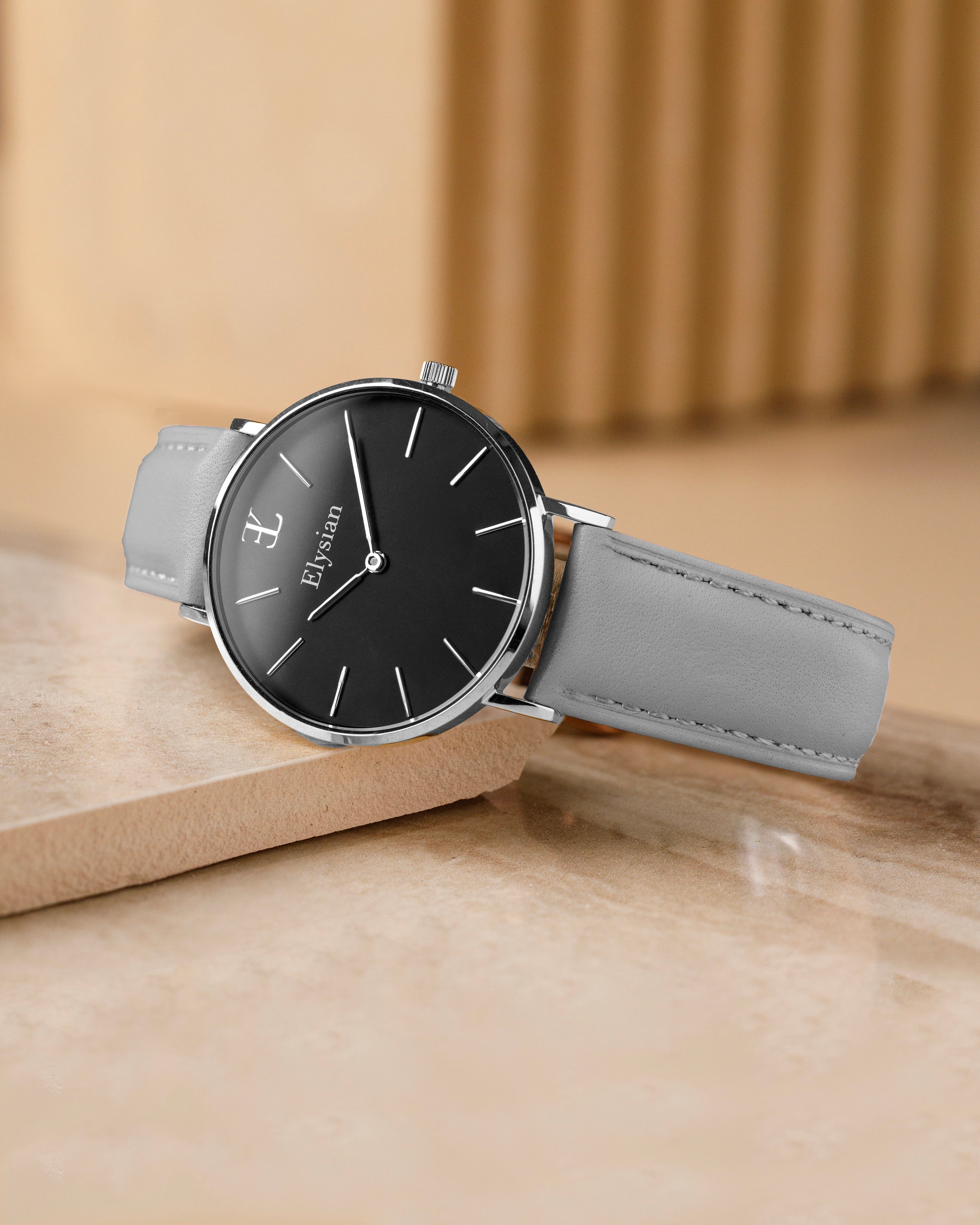 elysian-zilveren-dames-horloge-zwart-plaat-grijs-klassiek-leder-horlogeband-ELY02120-detail2