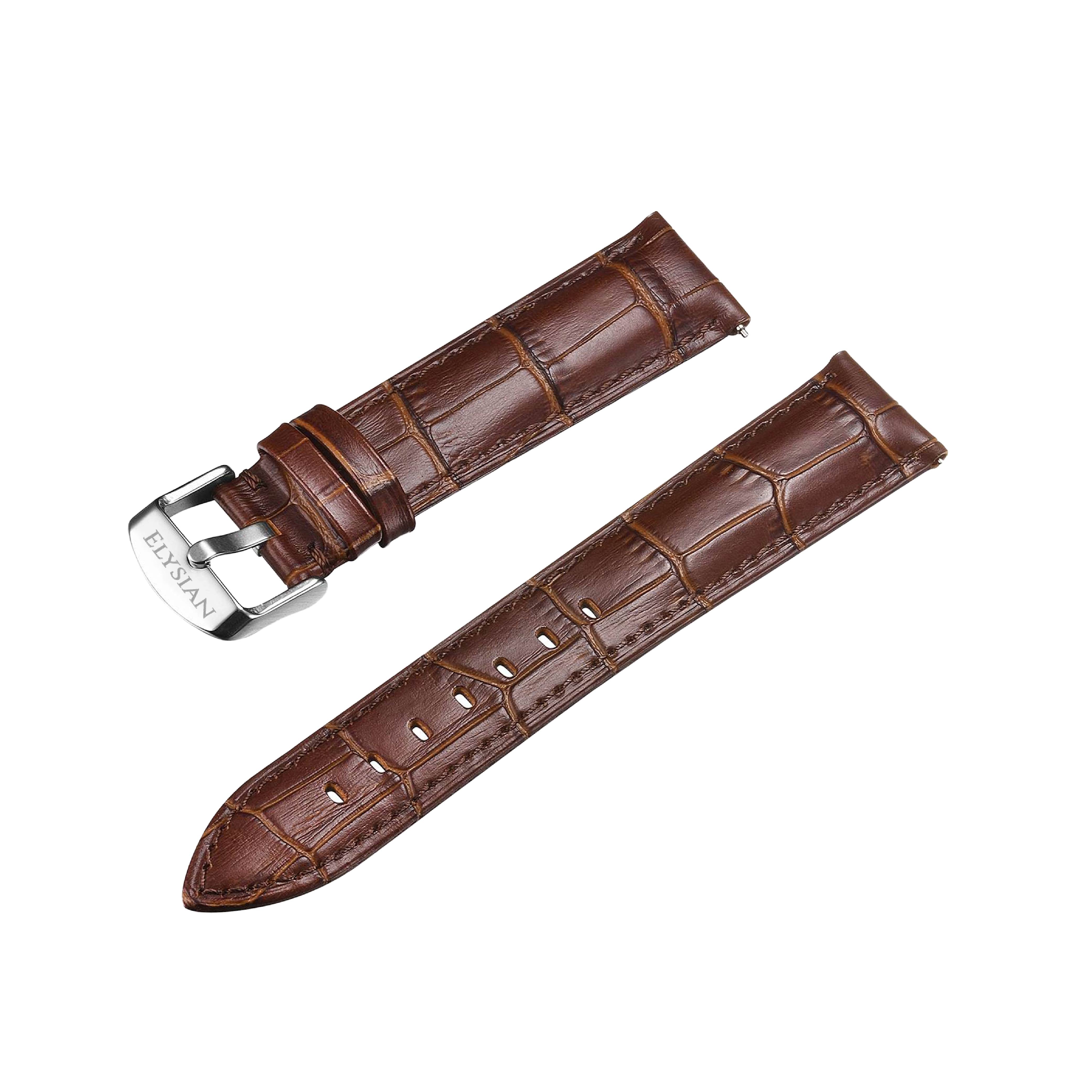 Horlogeband 18mm leer vintage donkerbruin met staalnieten | De Horlogeband 18mm leer vintage donkerbruin met staalnieten | De