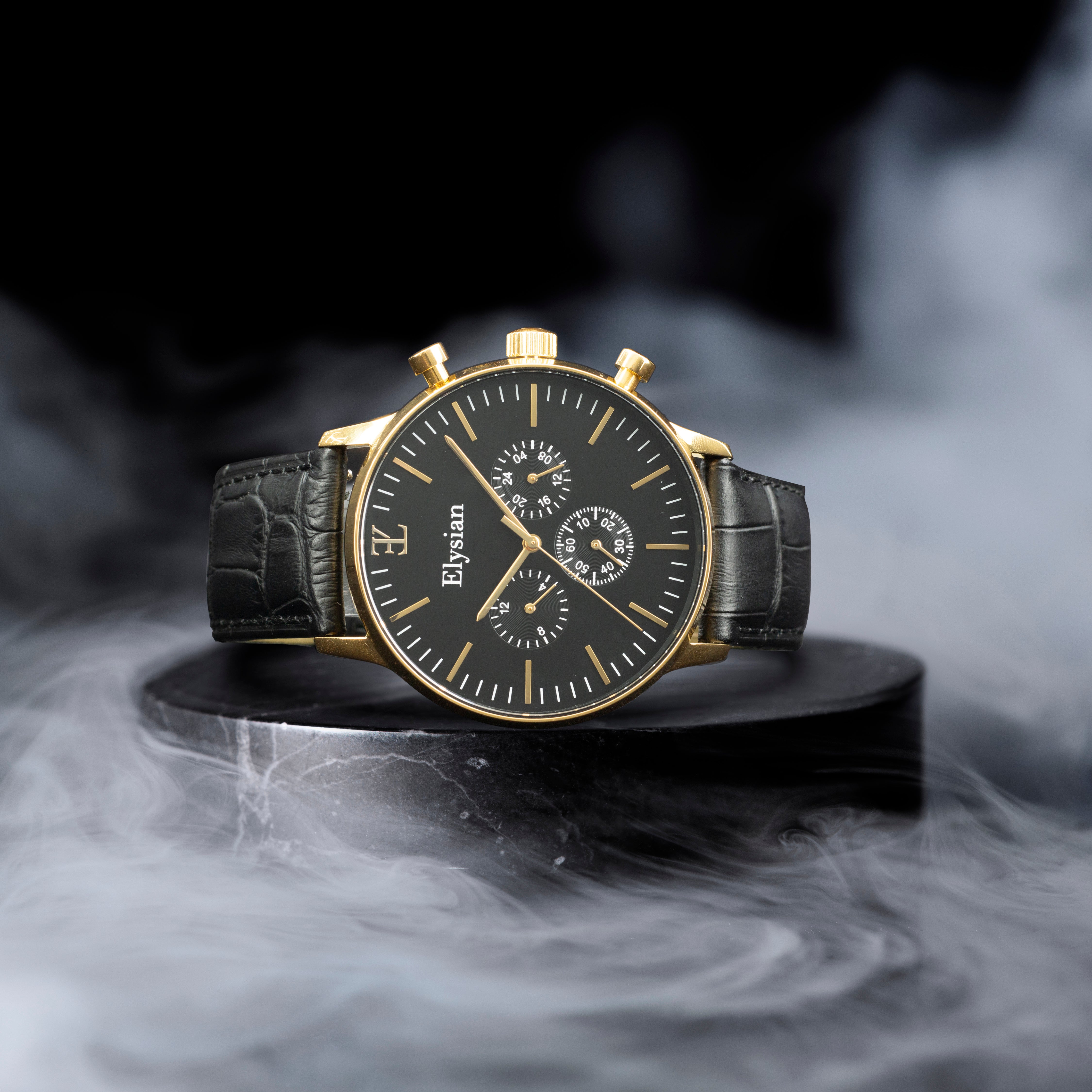 elysian-gouden-heren-horloge-zwart-plaat-zwart-croco-horlogeband-second