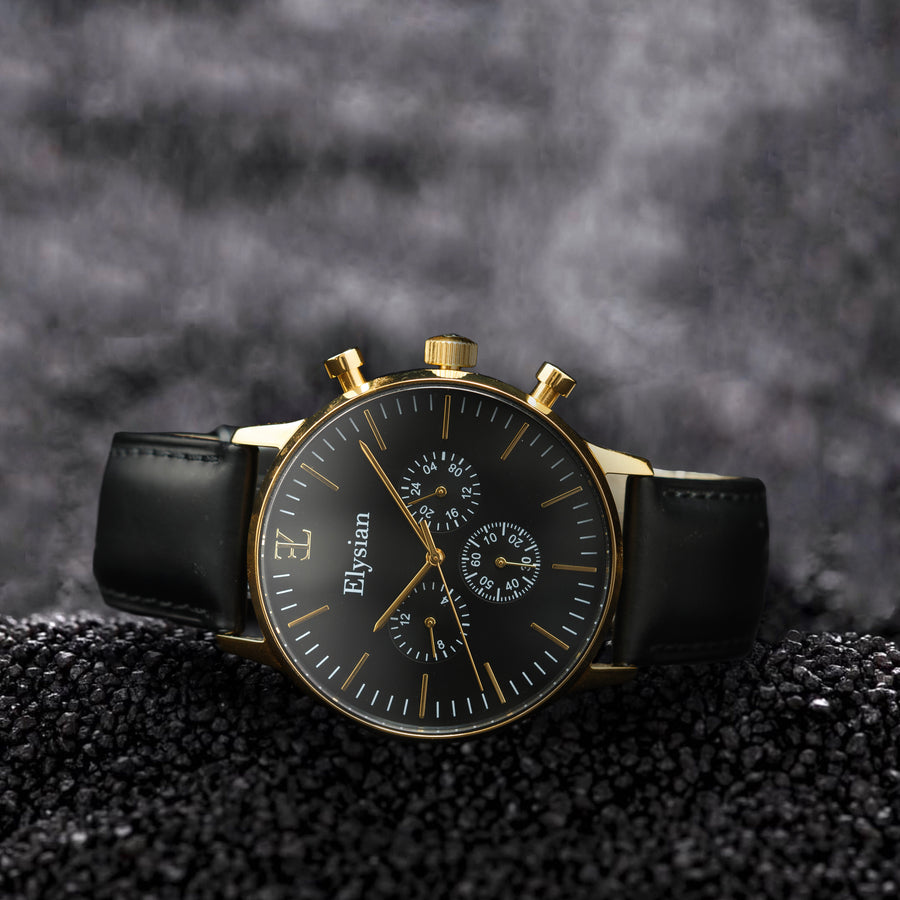 elysian-gouden-heren-horloge-zwart-plaat-zwart-klassiek-leder-horlogeband-ELYWM00110-second