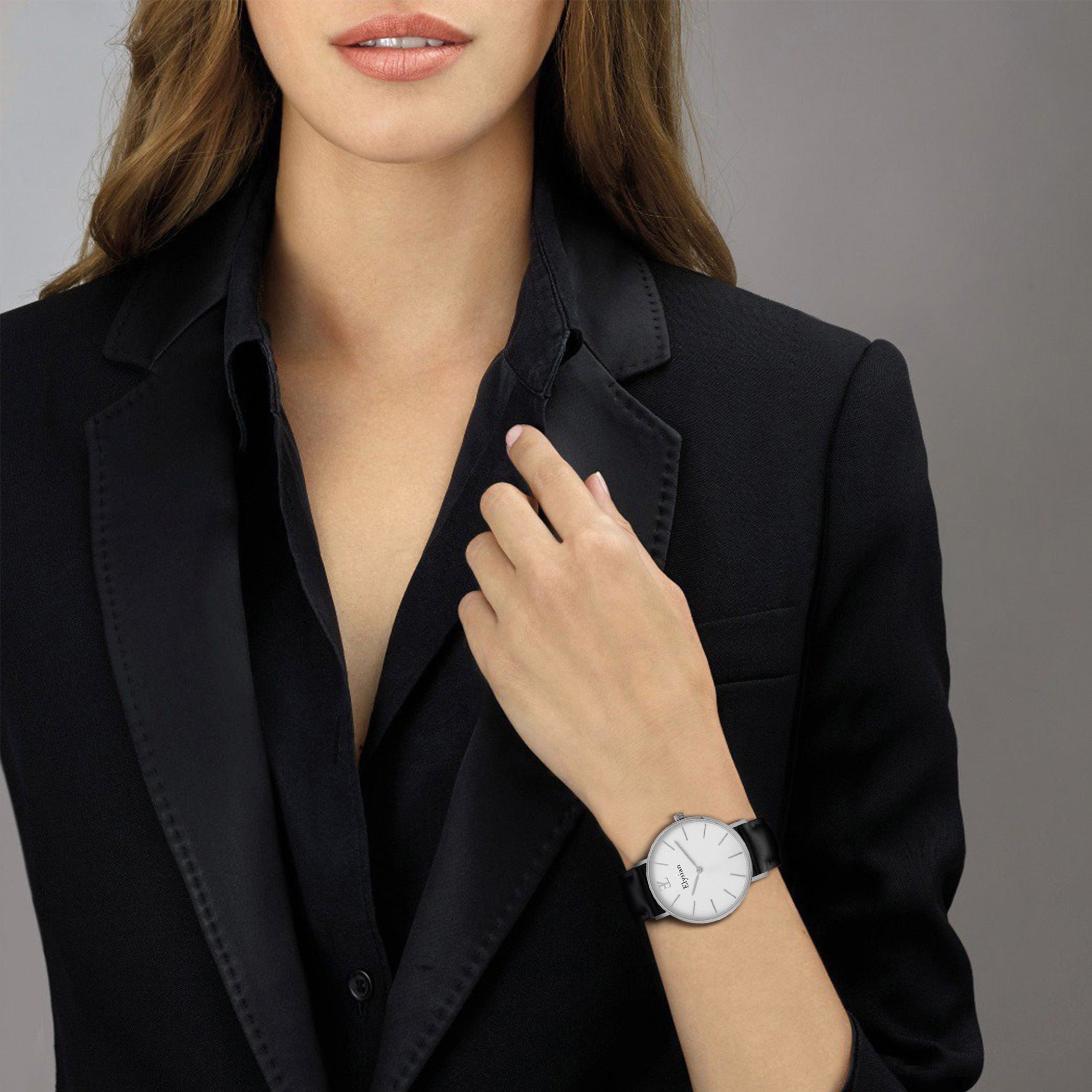 elysian-zilveren-dames-horloge-wit-plaat-zwart-klassiek-leder-horlogeband-ELY02200-model2