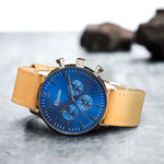 elysian-zilveren-heren-horloge-blauw-plaat-camel-vintage-leder-horlogeband-ELYWM01025-second