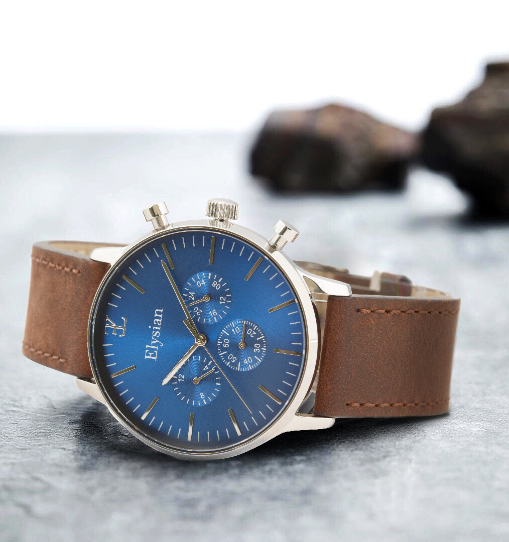 elysian-zilveren-heren-horloge-blauw-plaat-donkerbruin-vintage-leder-horlogeband-ELYWM01024-second