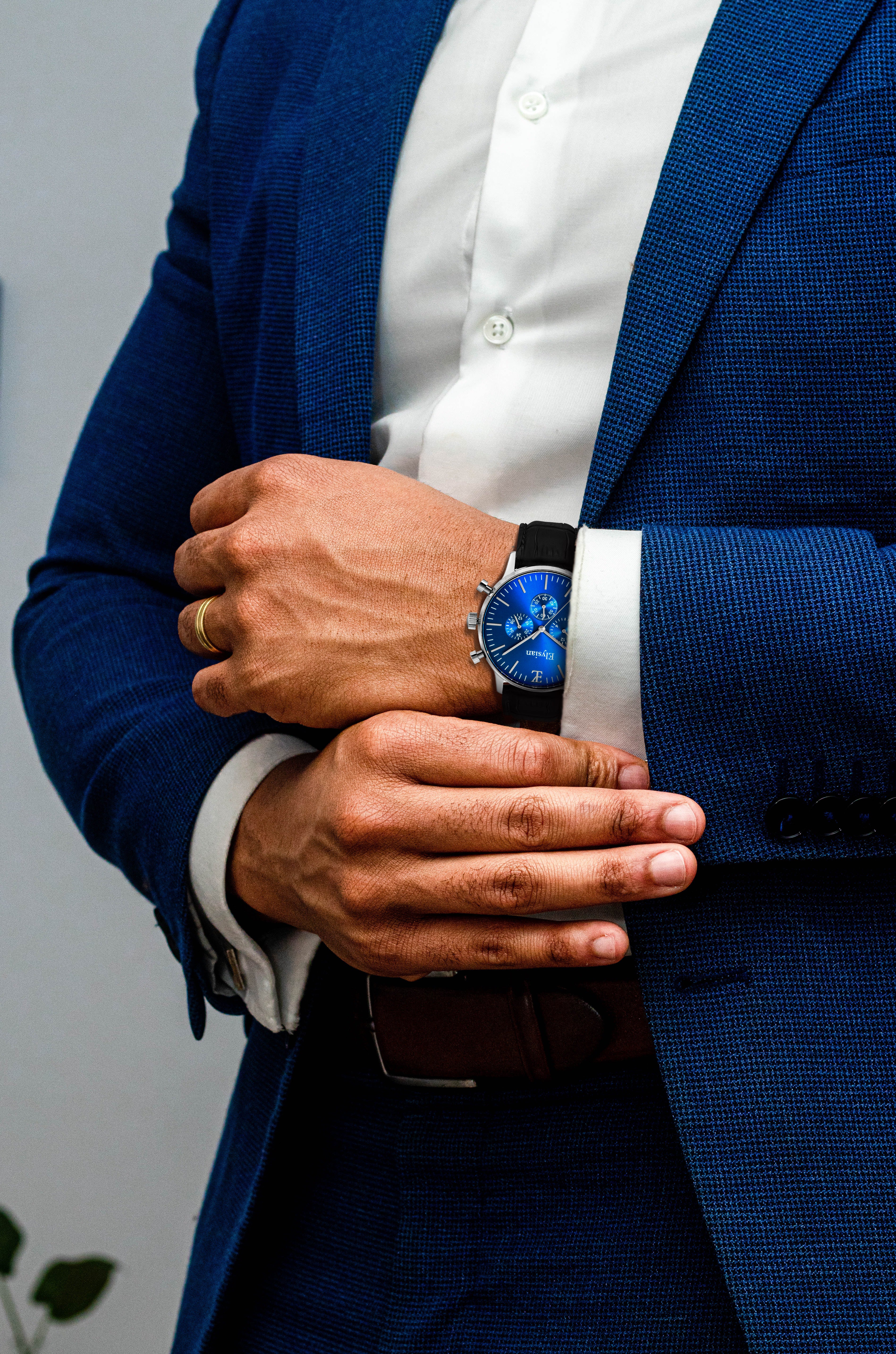 elysian-zilveren-heren-horloge-blauw-plaat-zwart-croco-horlogeband-model