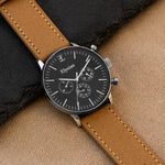 elysian-zilveren-heren-horloge-zwart-plaat-camel-vintage-leder-horlogeband-ELYWM01125-second