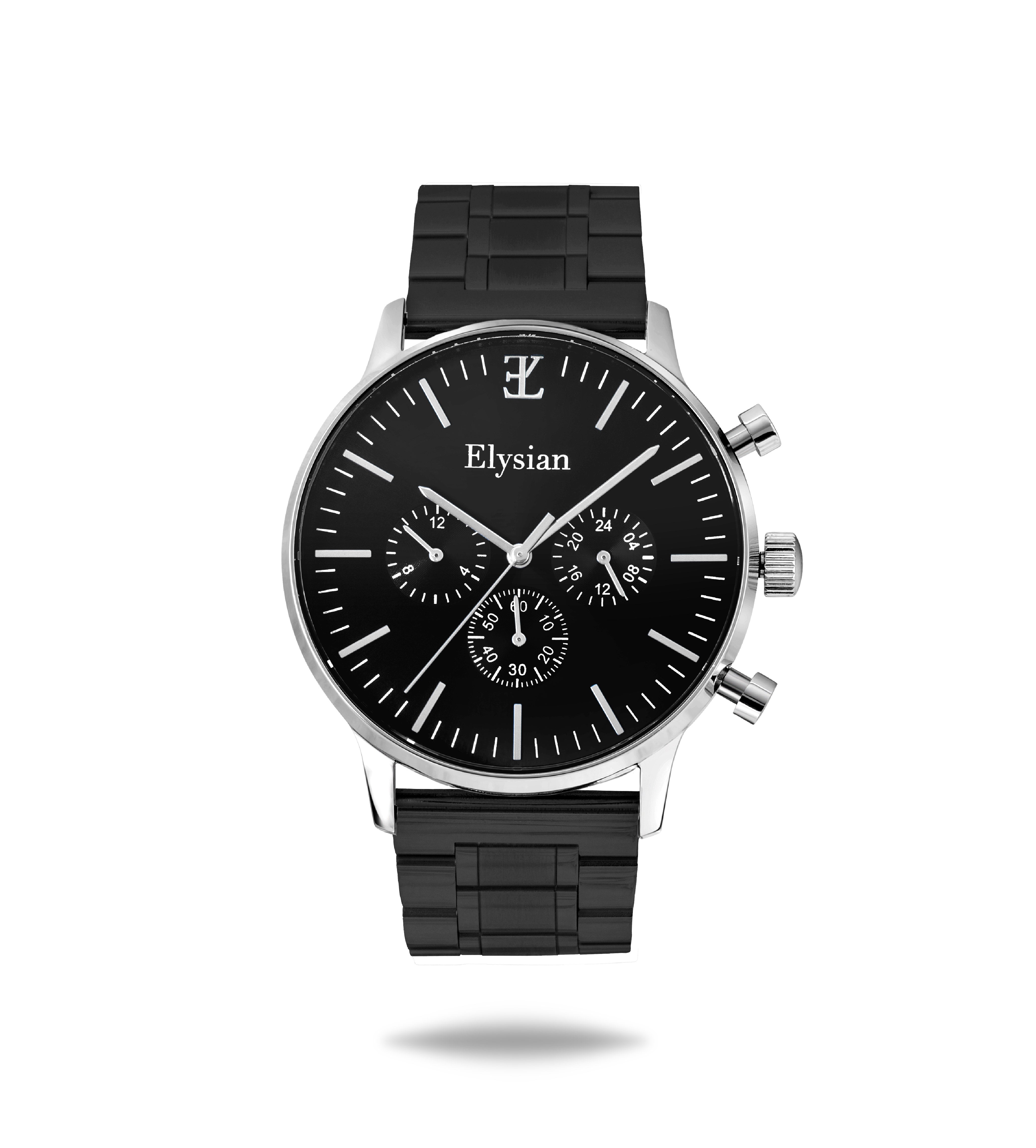 elysian-zilveren-heren-horloge-zwart-plaat-zwart-schakelband-horlogeband-ELYWM01140-front