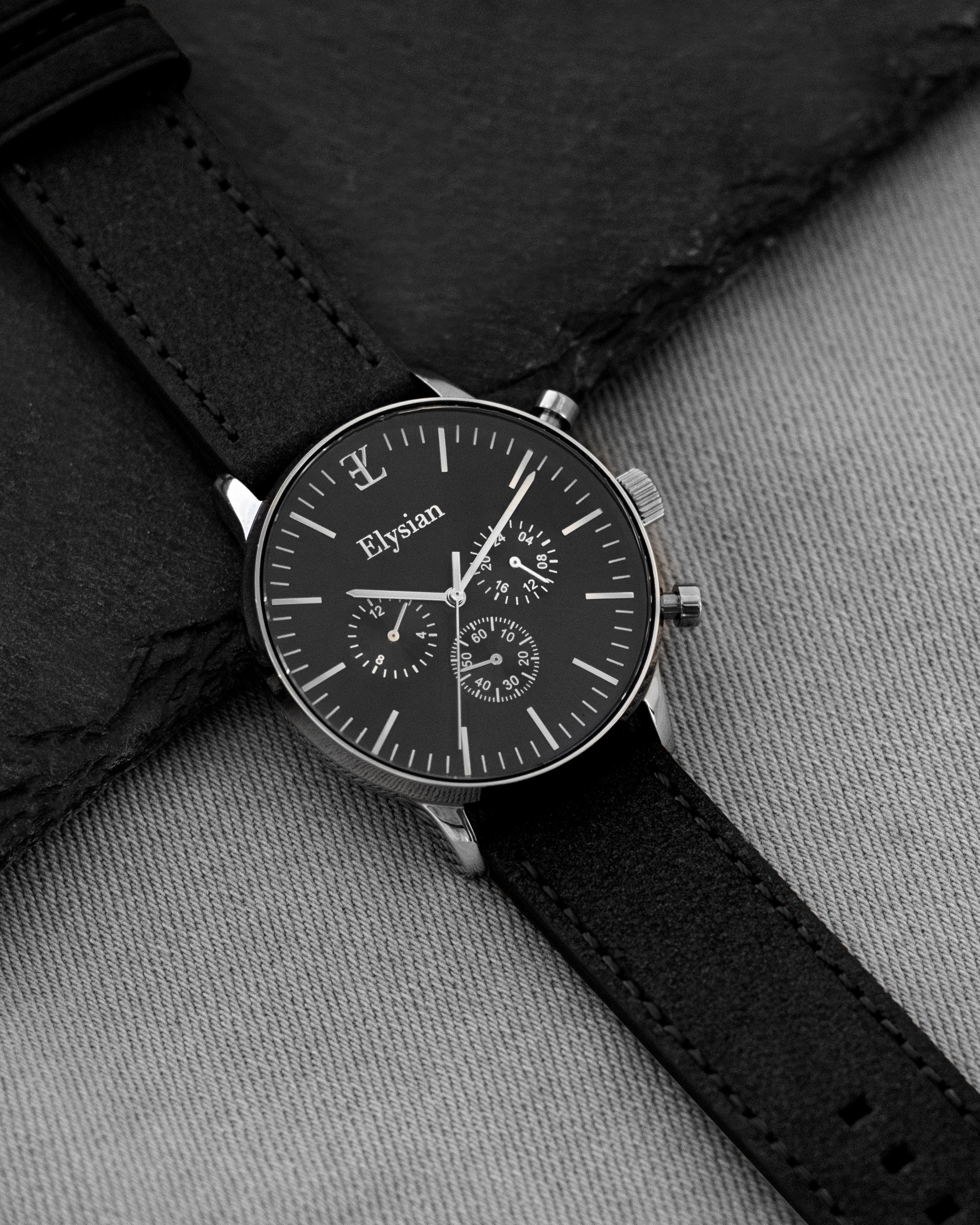 elysian-zilveren-heren-horloge-zwart-plaat-zwart-vintage-leder-horlogeband-ELYWM01120-second