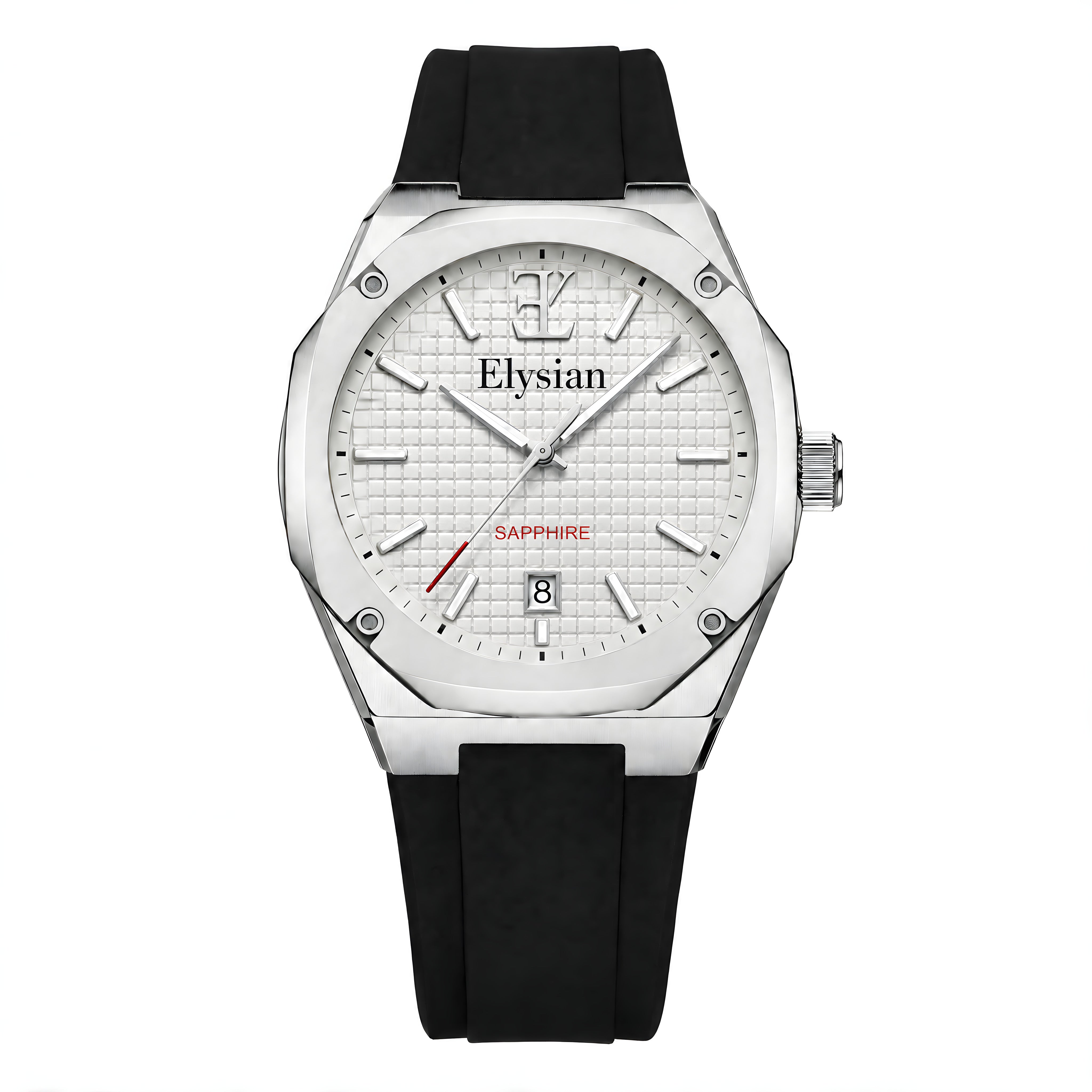 Elysian Octa White - Black Rubber, vooraanzicht op witte achtergrond