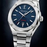 Elysian Octa Blue - Silver Link, driekwart aanzicht in de studio