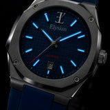 Elysian Octa Blue - Navy Rubber, lichtgevende wijzers en indexen in het donker