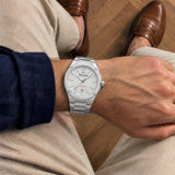 Elysian Octa White - Silver Link, om de pols, bovenaanzicht
